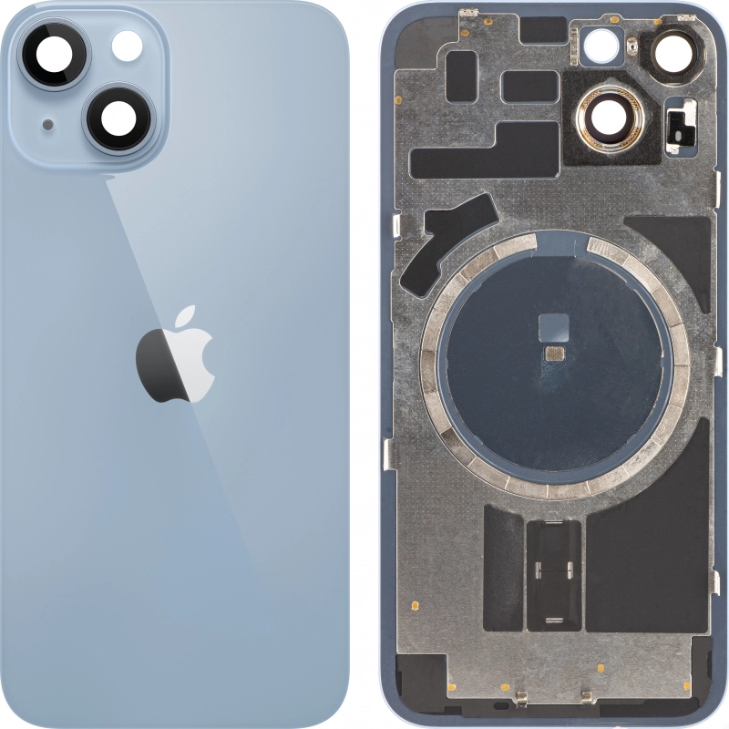 Spate telefon, capac baterie - Spate telefon: Capac baterie Iphone 14 cu Lentile si Magnet, Albastru