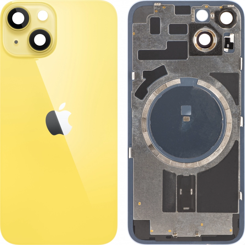 Spate telefon, capac baterie - Spate telefon: Capac baterie Iphone 14 Plus cu Lentile si Magnet, Galben