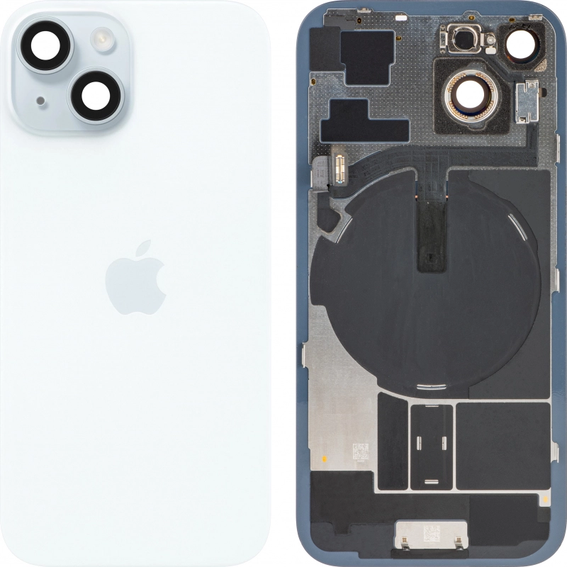 Spate telefon, capac baterie - Spate telefon: Capac baterie Iphone 15 cu Lentile si Magnet, Albastru