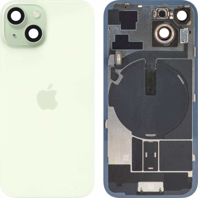 Spate telefon, capac baterie - Spate telefon: Capac baterie Iphone 15 cu Lentile si Magnet, Verde