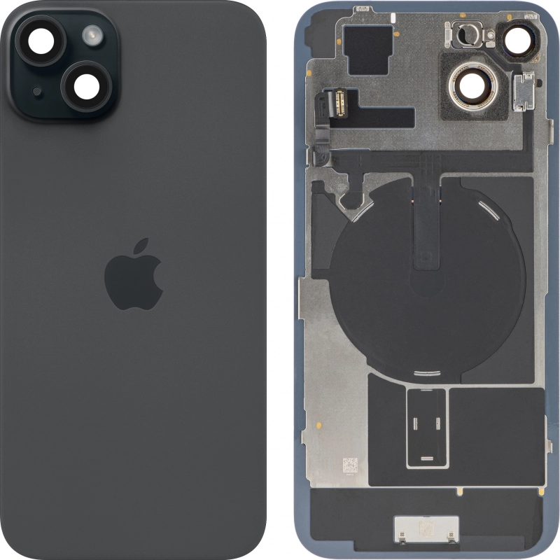 Spate telefon, capac baterie - Spate telefon: Capac baterie Iphone 15 Plus cu Lentile si Magnet, Negru