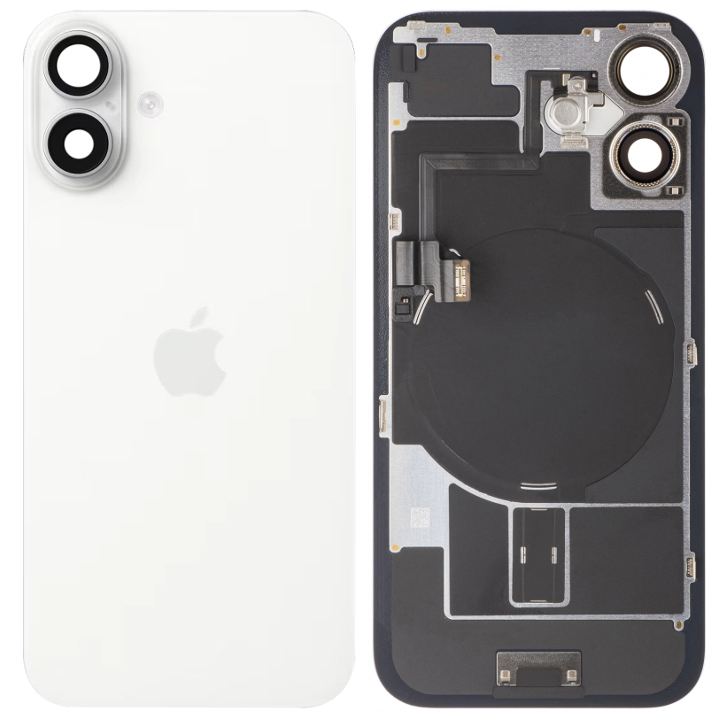 Spate telefon, capac baterie - Spate telefon: Capac baterie Iphone 16 cu Lentile si Magnet, Alb
