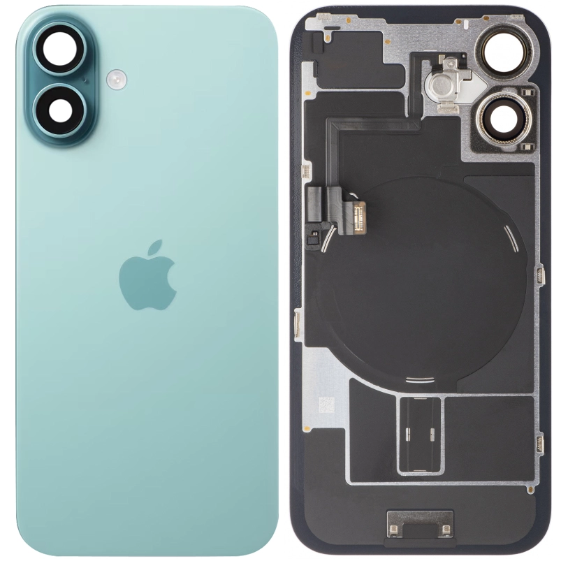 Spate telefon, capac baterie - Spate telefon: Capac baterie Iphone 16 cu Lentile si Magnet, Teal
