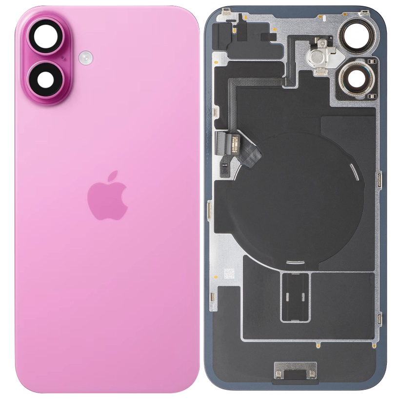 Spate telefon, capac baterie - Spate telefon: Capac baterie Iphone 16 Plus cu Lentile si Magnet, Roz