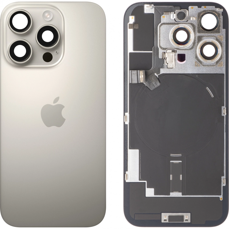 Spate telefon, capac baterie - Spate telefon: Capac baterie Iphone 16 Pro cu Lentile si Magnet, Natural