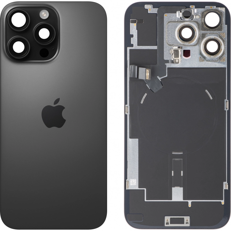 Spate telefon, capac baterie - Spate telefon: Capac baterie Iphone 16 Pro Max cu Lentile si Magnet, Negru