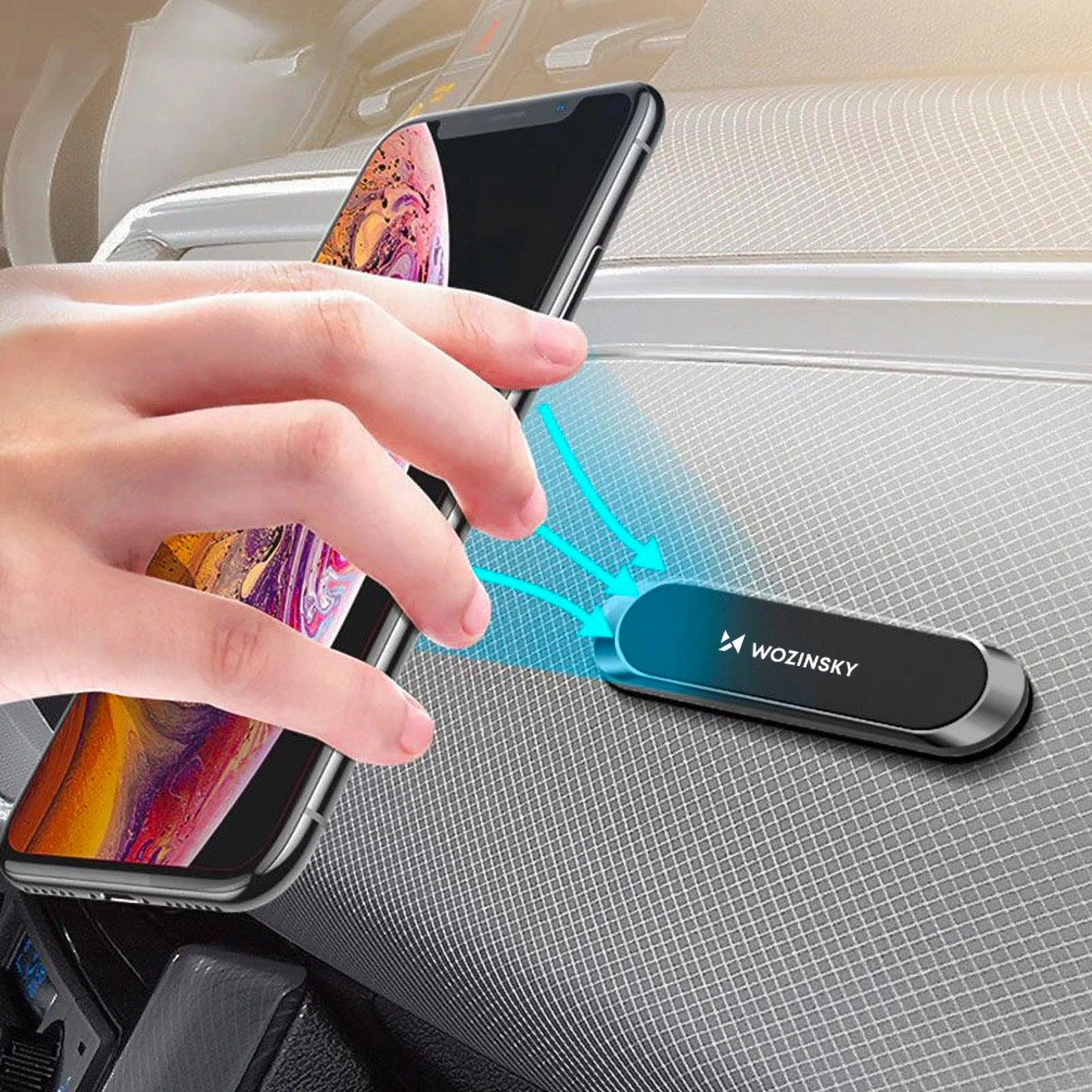 Suport magnetic pentru bord Wozinsky, autoadeziv – Negru (WMH-01) [1]