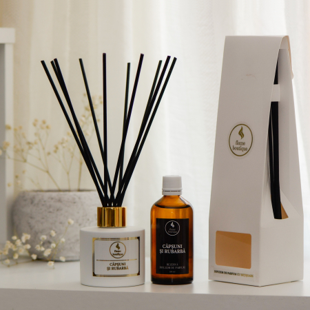 Căpșuni Și Rubarbă - Difuzor Parfumat Cu Bețișoare Din Fibre - Premium, Alb, 100ml [2]