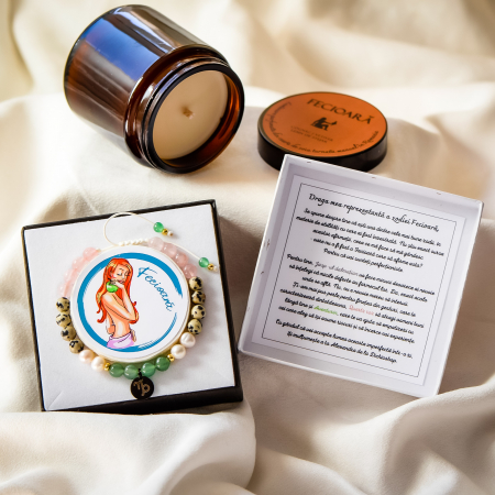 Zodii - Fecioară - Lumânare Parfumată Și Brățară Semiprețioasă - Pachet Cadou Zodie