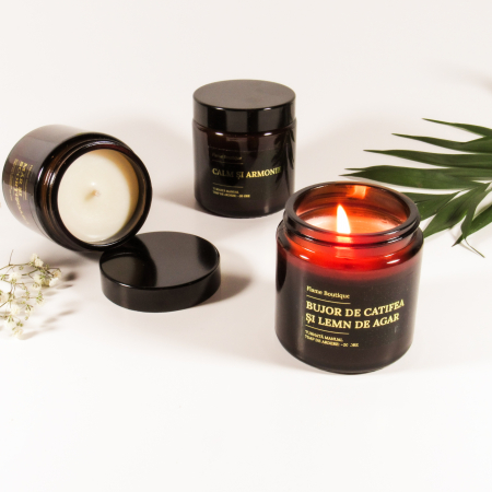 lumanare parfumata bujor de catifea si lemn de agar bratara pietre semipretioase energia inimii [3]