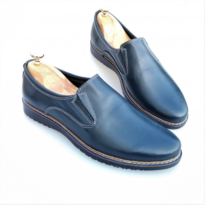 Pantofi Bărbați Casual Confort Din Piele Naturală Blue 332 [5]