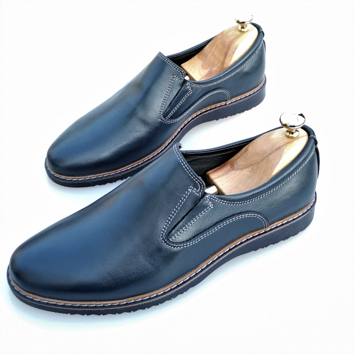 Pantofi Bărbați Casual Confort Din Piele Naturală Blue 332 [3]