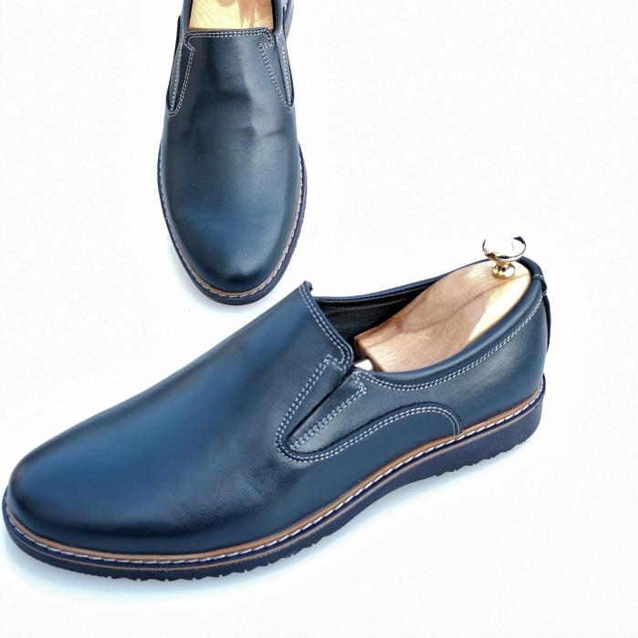 Pantofi Bărbați Casual Confort Din Piele Naturală Blue 332 [4]