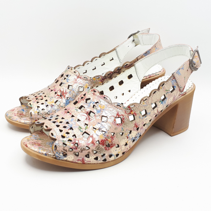 Sandale Damă Din Piele Naturală Nude Floral 6100 [3]