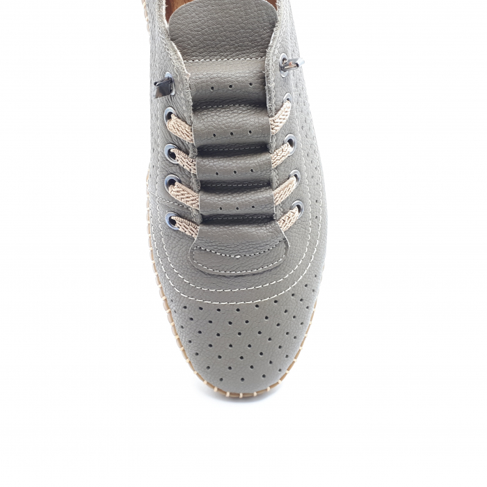 Pantofi Bărbați Din Piele Naturală Perforată Gri 6513 [5]
