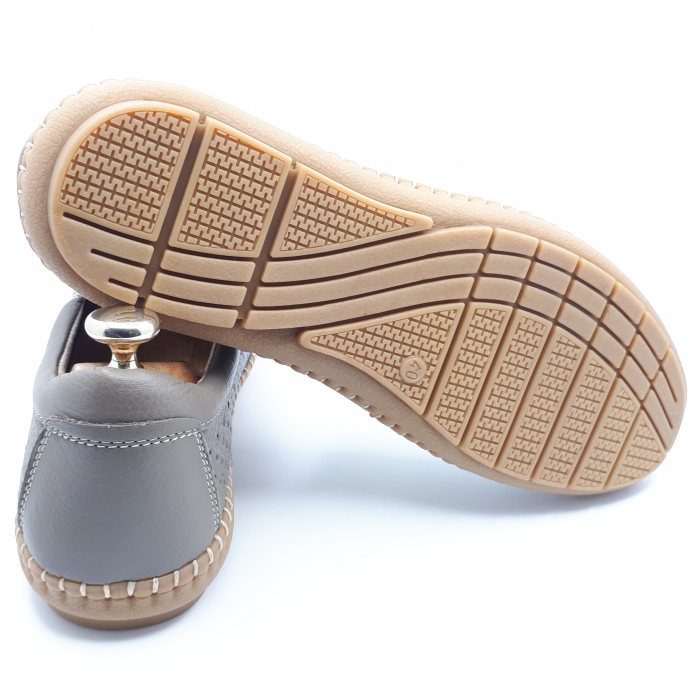 Pantofi Bărbați Din Piele Naturală Perforată Gri Nisip 271 [4]