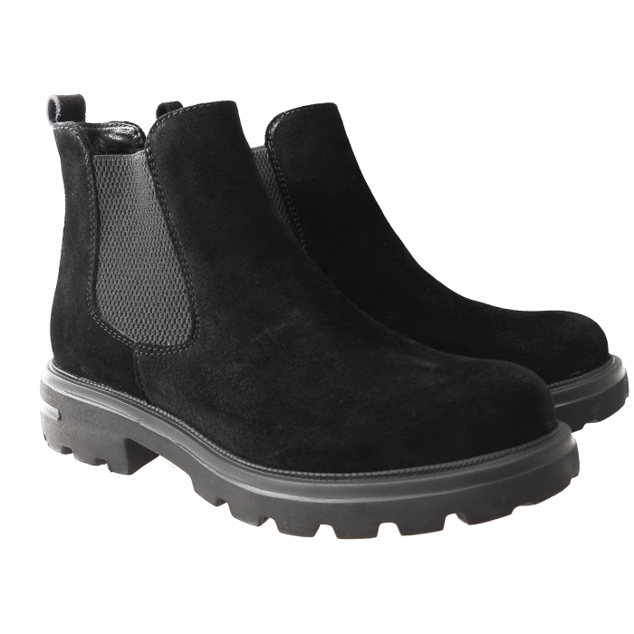 Ghete Damă Casual Din Piele Velur Naturală Neagră Vel 8589 [2]