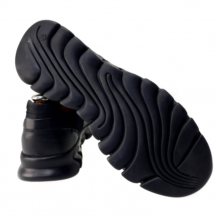Pantofi sport barbati din piele naturala NEGRU COD-1206 [4]