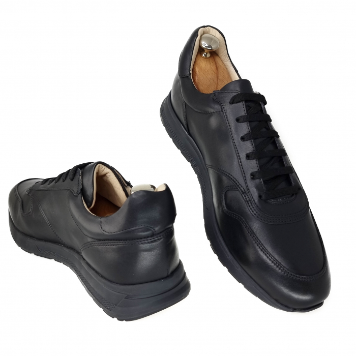 Pantofi sport barbati din piele naturala NEGRU  COD-1205 [2]