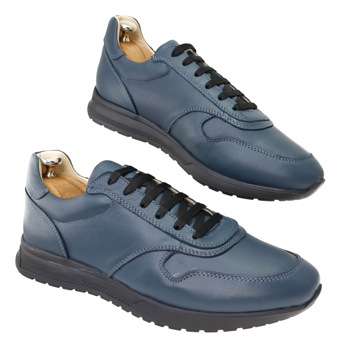Pantofi Bărbați Sport Din Piele Naturală Blue 1221 [2]