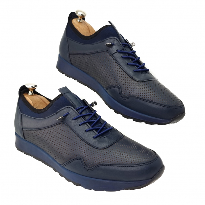 Pantofi Bărbați Sport Din Piele Naturală Blue 1223 [3]