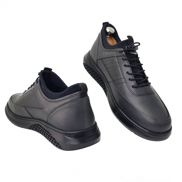 Pantofi sport din piele naturala pentru barbati GRI COD-1233 [3]