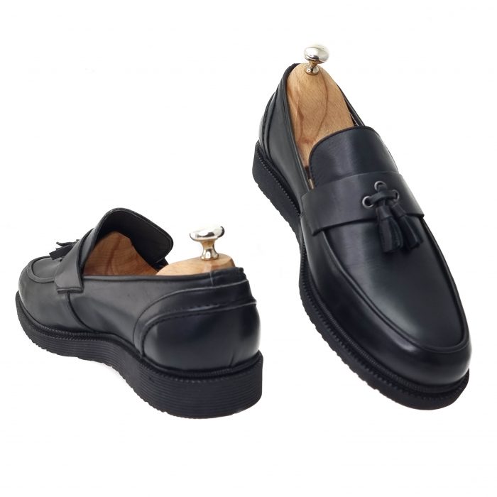 Pantofi sport din piele naturala pentru barbati NEGRU BOX COD-1241 [3]