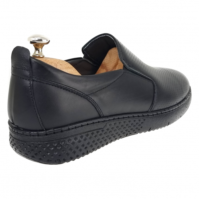 Pantofi Bărbați Casual Din Piele Naturală Perforată Neagră 1245 [4]