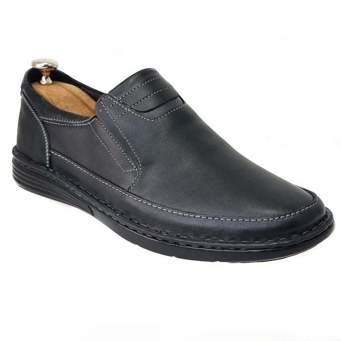 Pantofi casual din piele naturala pentru barbati NEGRU COD-1249 [1]