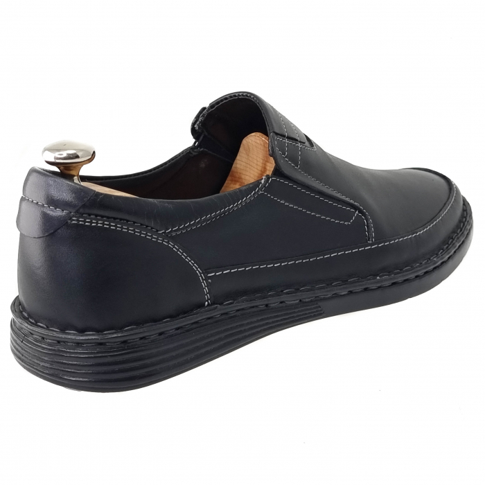 Pantofi casual din piele naturala pentru barbati NEGRU COD-1249 [3]