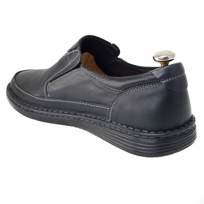 Pantofi casual din piele naturala pentru barbati NEGRU COD-1249 [4]