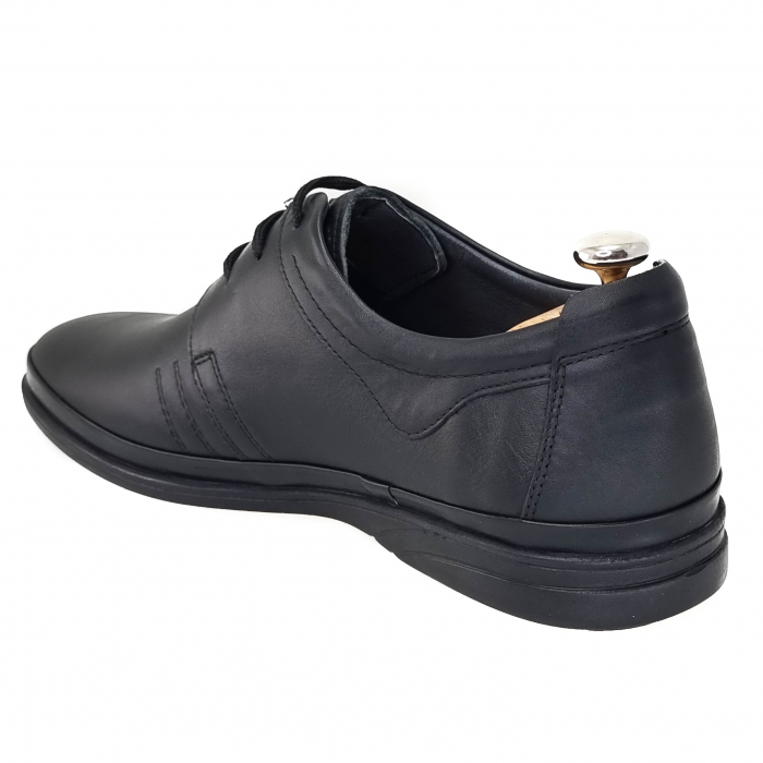 Pantofi casual din piele naturala pentru barbati NEGRU COD-1254 [3]