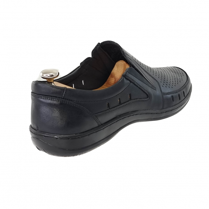 Pantofi Bărbați Din Piele Naturală Perforată Neagră 1304 [2]