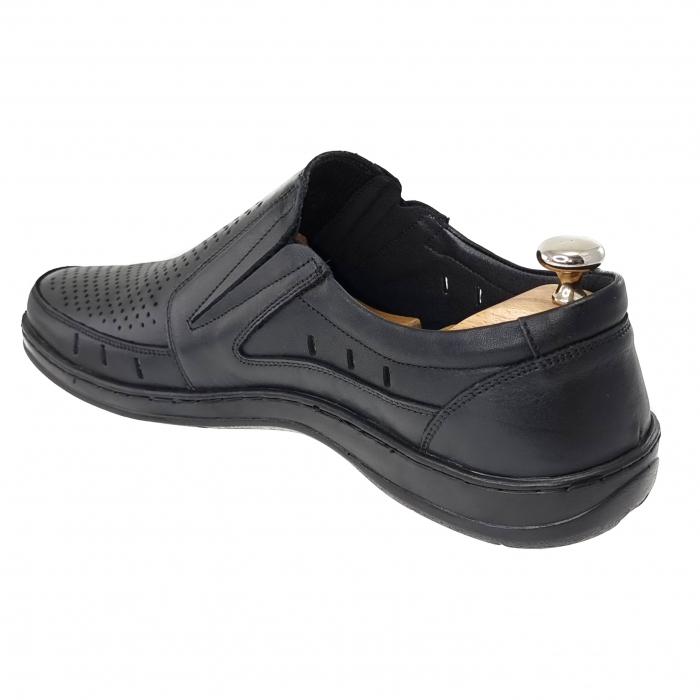 Pantofi Bărbați Din Piele Naturală Perforată Neagră 1304 [3]