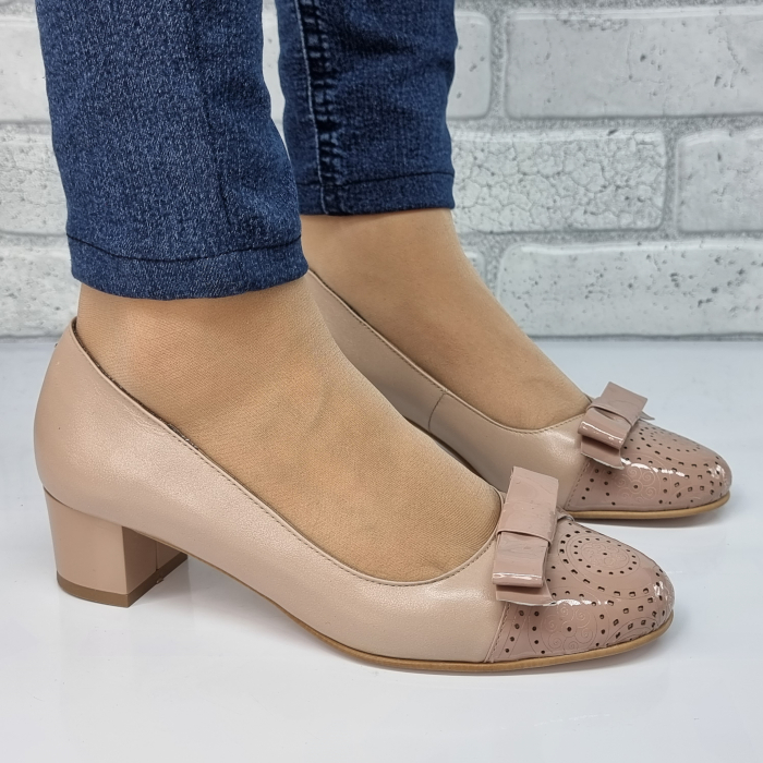 Pantofi Damă Eleganți Din Piele Naturală Nude Box Lac 3032 [2]