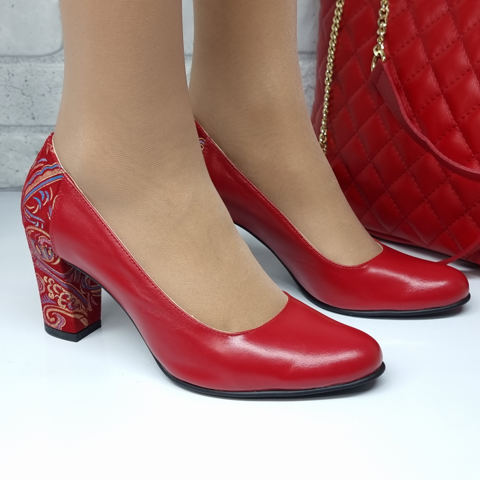 Pantofi Damă Eleganți Din Piele Naturală  Roșu Regal 3053 [2]