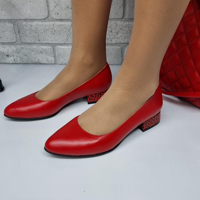 Pantofi Damă Eleganți Din Piele Naturală Roșie  3056 [3]