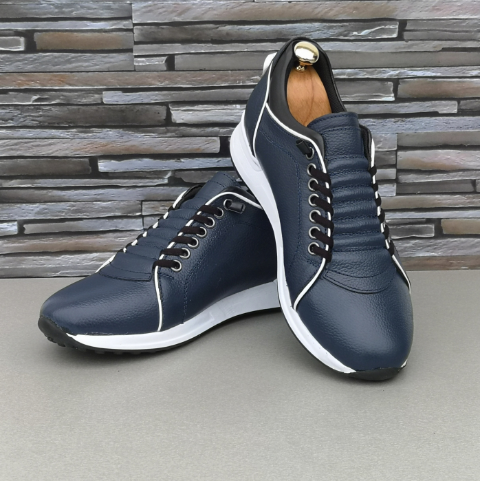 Pantofi Bărbați Casual Confort Din Piele Naturală Blue 345 [5]