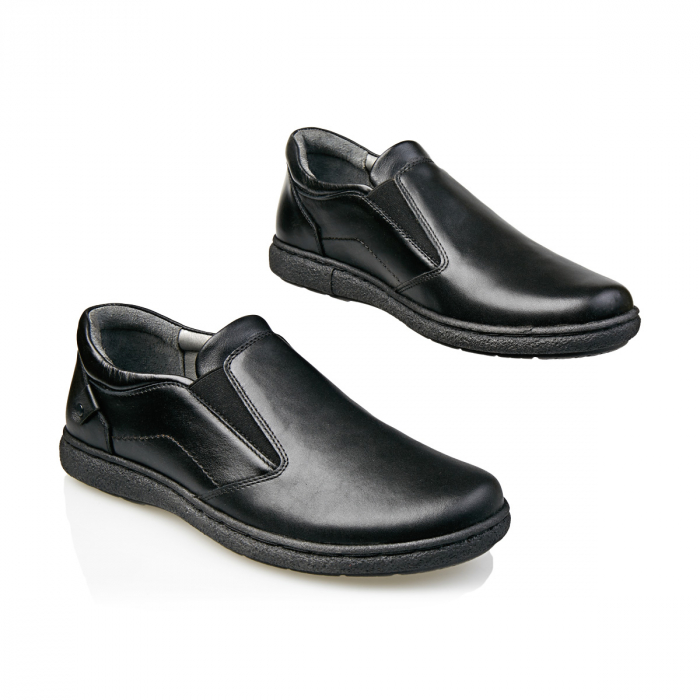 Pantofi Bărbați Casual Confort Din Piele Naturală Neagră 348 [4]