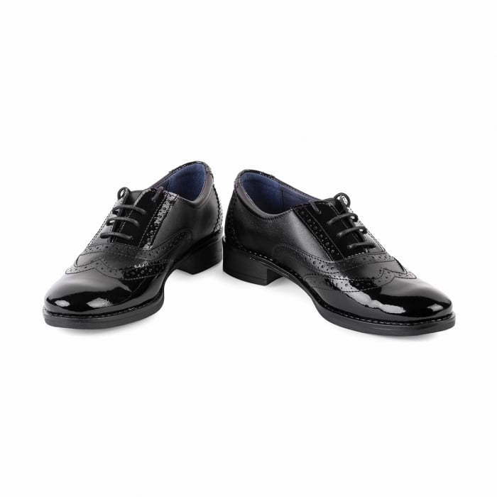 Pantofi Damă Casual Confort Din Piele Lăcuită Neagră 5002 [2]