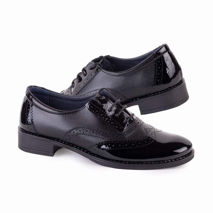 Pantofi Damă Casual Confort Din Piele Lăcuită Neagră 5002 [3]