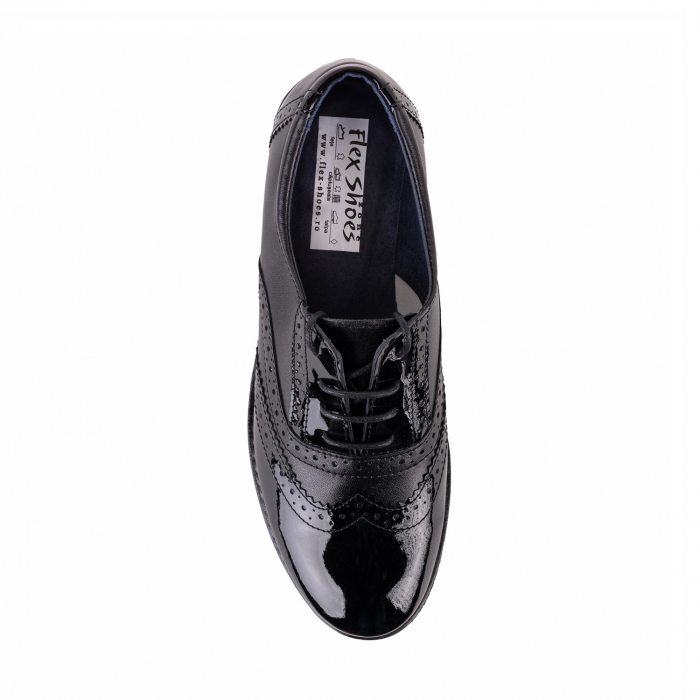 Pantofi Damă Casual Confort Din Piele Lăcuită Neagră 5002 [4]