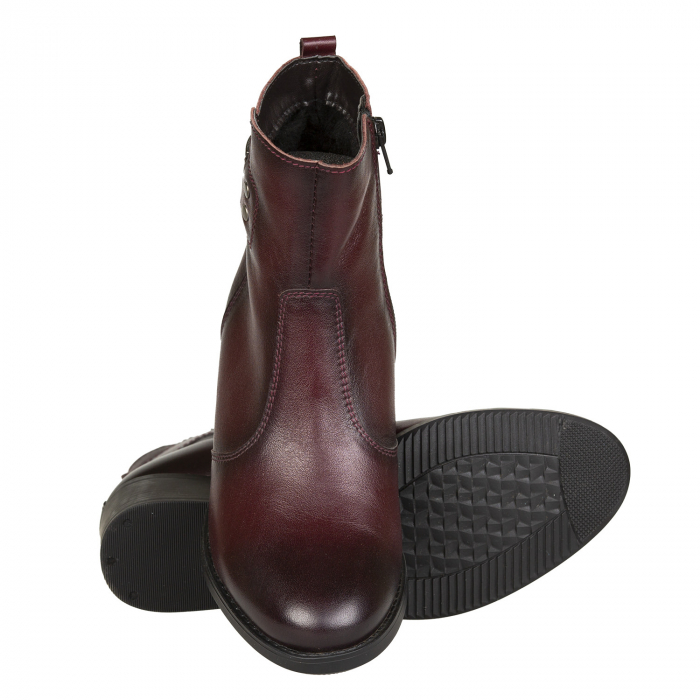 Ghete Damă Casual Din Piele Naturală Bordo 8519 [4]