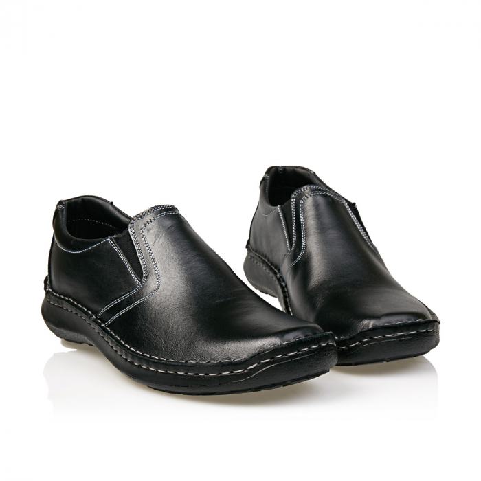 Pantofi Bărbați Casual Confort Din Piele Naturală Neagră 365 [3]