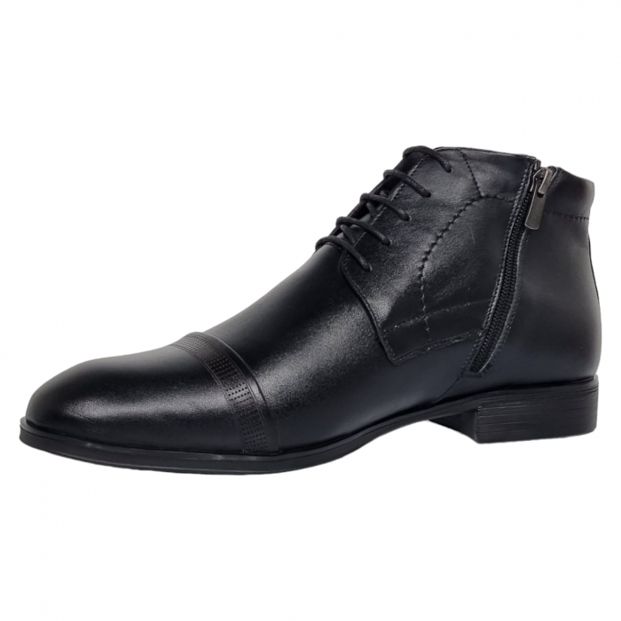 Ghete Bărbați Elegante Din Piele Naturală De Culoare Neagră 554 [2]