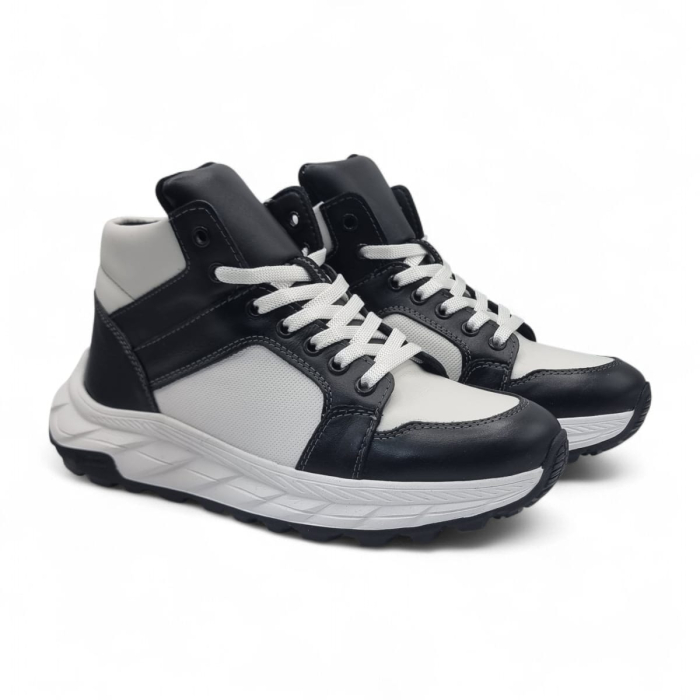 Ghete Bărbați Elegante Din Piele Naturală De Culoare Neagru si alb 45124 [4]