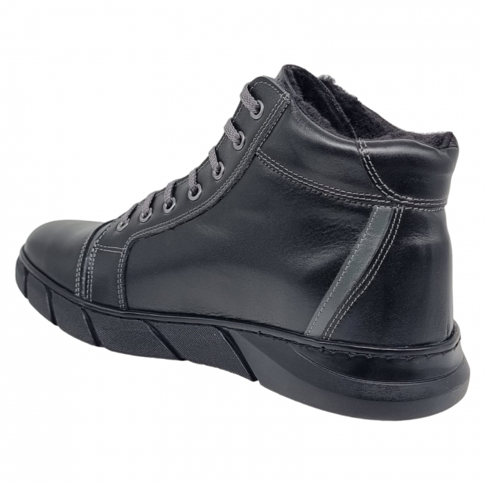 Ghete Bărbați Sport Din Piele Naturală Neagra 538 [2]