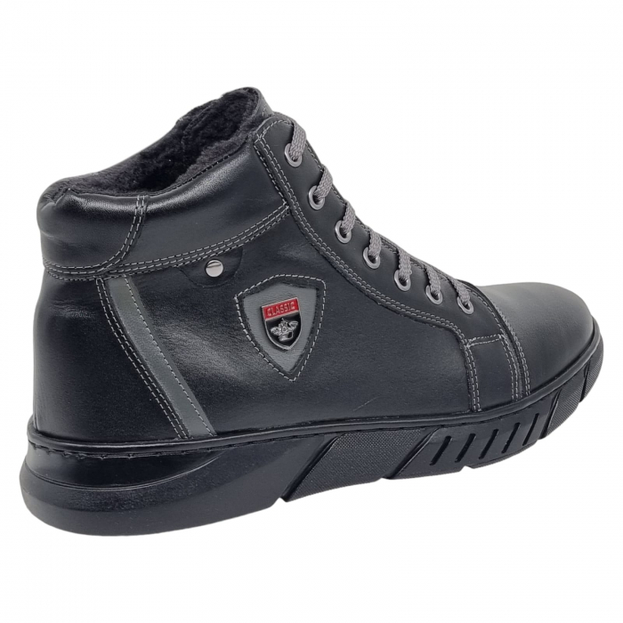 Ghete Bărbați Sport Din Piele Naturală Neagra 538 [6]