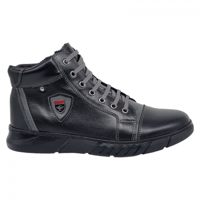 Ghete Bărbați Sport Din Piele Naturală Neagra 538 [7]