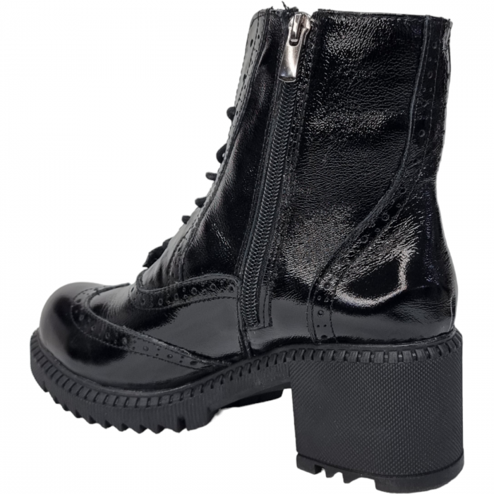 Ghete Damă Casual Din Piele Lăcuită Neagră 8554 [2]